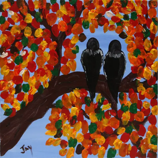 Fall Paint Kit - Autumn Lovebirds Acrylic Painting Kit & Video Lesson, DIY Craft, Beginner Paint Kit, Paint Party {1}
