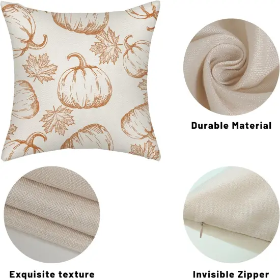 Pumpkin Decor Throw Pillows Case for Couch Maple Leaves Autumn Harvest Indoor Outdoor {2}