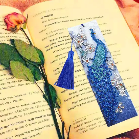 Diamond Painting Tassel Bookmark Art 5D DIY Peacock Kits {3}