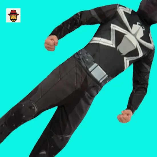 Agent Venom Child Costume Black Jumpsuit Mask Venom Symbol Boot Tops {3}