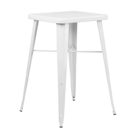 Merrick Lane Retta Patio Dining Table with Metal Frame and Square Top White {2}