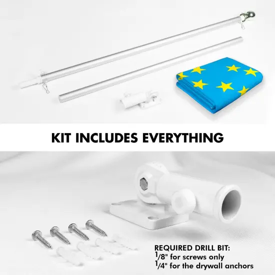 G128 Combo Pack: 6 Ft Tangle Free Aluminum Spinning Flagpole (Silver) & Tuvalu Tuvaluan Flag 3x5 Ft, LiteWeave Pro Series Printed 150D Polyester | Pole with Flag Included {2}