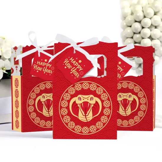 Big Dot of Happiness Lunar New Year - 2025 Year of the Snake Favor Boxes - Set of 12 {4}