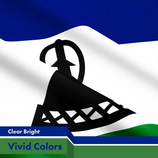 G128 Combo Pack: American USA Flag 3x5 Ft & Lesotho Basotho Flag 3x5 Ft | Both LiteWeave Pro Series Printed 150D Polyester, Brass Grommets {4}