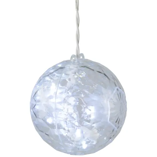 Northlight LED Lighted Crystal Sphere Outdoor Christmas Decoration - 5" - Cool White - 2' White Wire Clear {5}