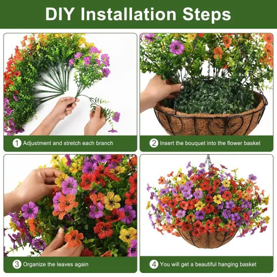 Artificial Faux Hanging Flowers Plants Basket for Outdoor Spring Decoration {3}