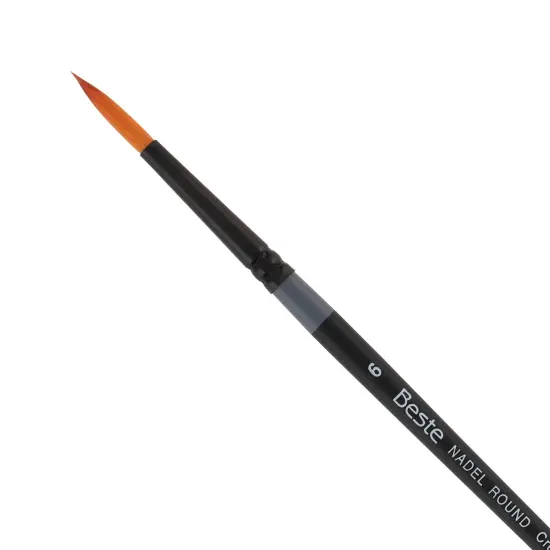Creative Mark Beste Golden Taklon Nadel Round, #6 Artist Paint Brush, Professional Watercolor Brushes, For Acrylic Painting, Short Handle, Sharp Edges, Hand-Tied & Shaped {1}