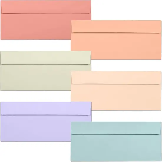Business Envelopes, 36-Pack #10 Envelopes, 4 1/8 x 9 1/2 Inches, 6 Warm Pastel Colors {1}