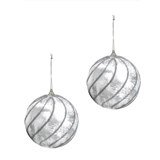 10cm Ball With Silver Slant Lines 2 Pcs {3}