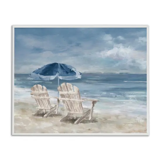 Stupell Industries Serene Beach Chairs Framed Giclee Art White Frame {1}