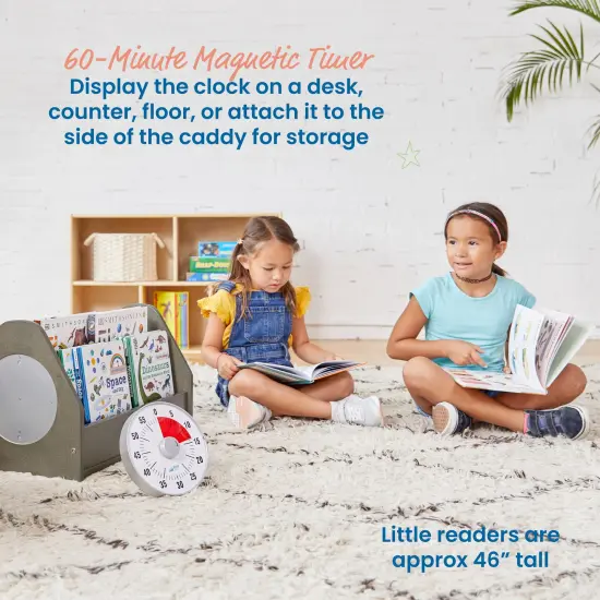 Double-Sided Book Caddy with Countdown Timer, Portable Library Grey Wash {4}