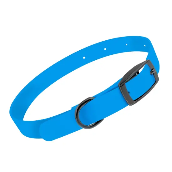 MiMu Small Silicone Dog Collar - Blue 18in Stylish Dog Collar with Prong Buckle {1}