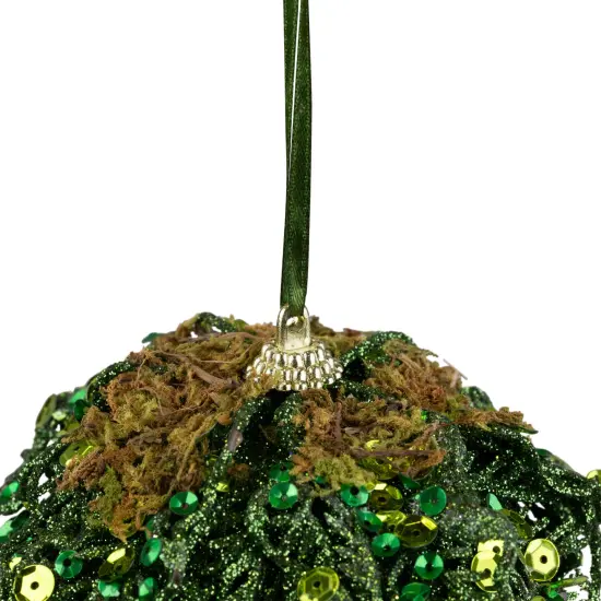 Northlight Sequin and Glitter Leaf Vines Christmas Ball Ornament - 4" - Green {6}