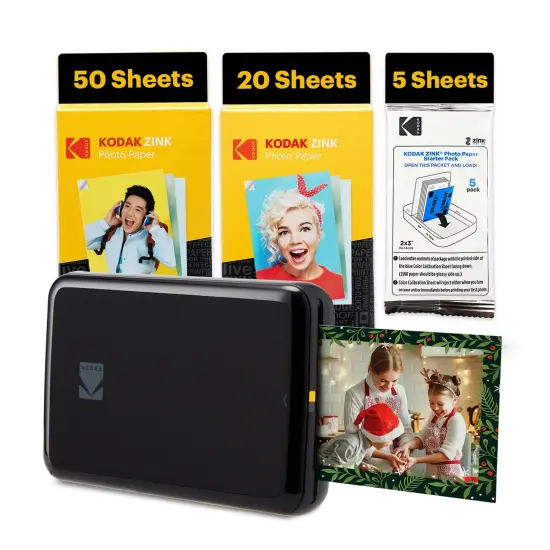 Kodak Step Mobile Instant Photo Printer 2x3" & Zink Photo Paper (75 Sheets) Bundle Blue {7}