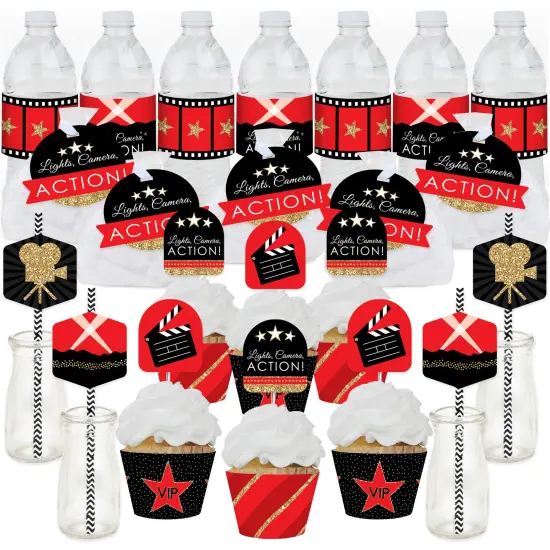 Big Dot of Happiness Red Carpet - Movie Night Party Favors and Cupcake Kit - Fabulous Favor Party Pack - 100 Pieces {1}