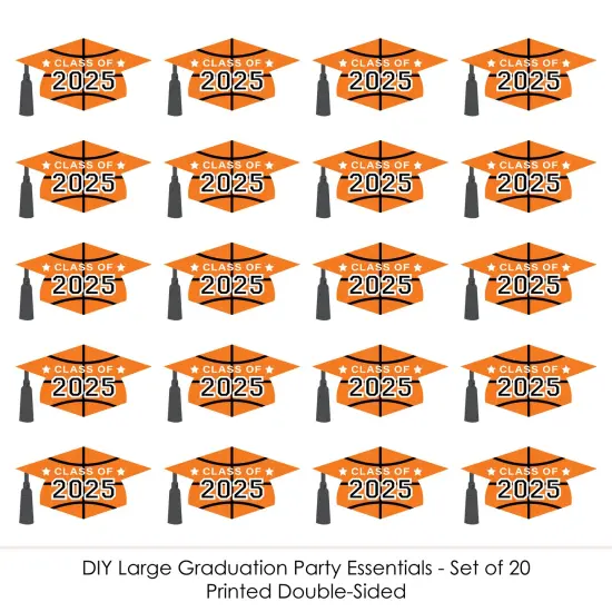 Big Dot of Happiness Grad Basketball - Grad Cap Decorations DIY 2025 Graduation Large Party Essentials - Set of 20 {5}