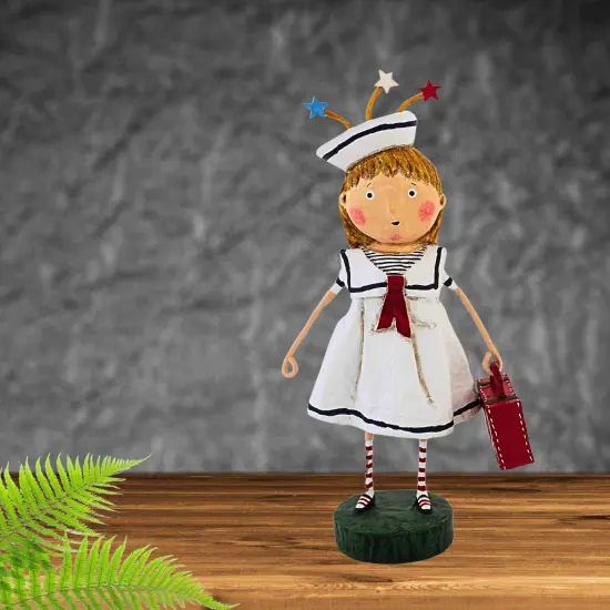 Lori Mitchell 7.0 Inch Bon Voyage Patriotic Figurine , Lightweight Summer Decor Sailor Dress Travel Vacation White {4}
