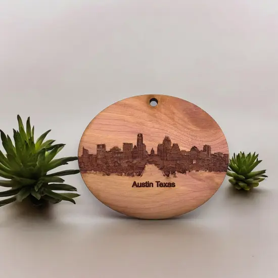 Austin TX Skyline - Cedar Ornament {6}