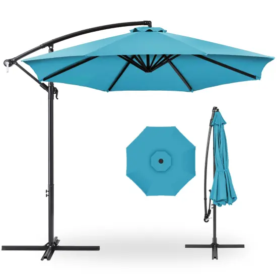 Best Choice Products 10ft Offset Hanging Outdoor Market Patio Umbrella w/ Easy Tilt Adjustment Sand {7}