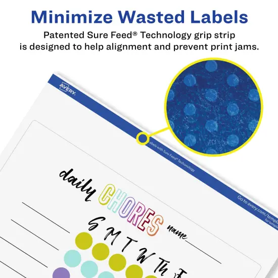 Avery Matte White Removable Square Labels with Sure Feed Technology, 8" x 8" {4}