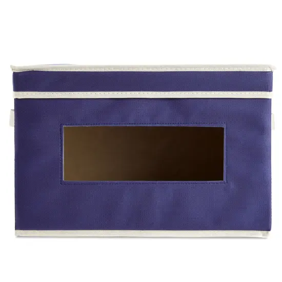 3 Pack Stackable Storage Bins With Lids, Handles, Foldable for Closet Organization (12 Inch, Navy Blue) {6}