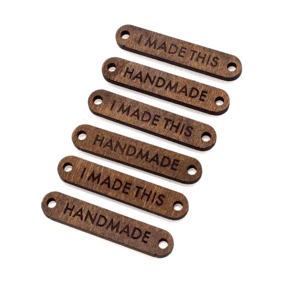 The Hook Nook Sew-On Project Labels-Wood Phrases 6/Pkg {4}