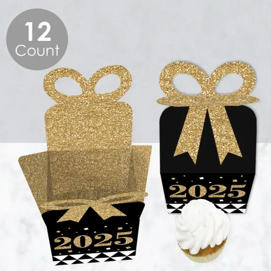 Big Dot of Happiness New Year's Eve - Gold - Square Favor Gift Boxes - 2025 New Years Eve Party Bow Boxes - Set of 12 {4}
