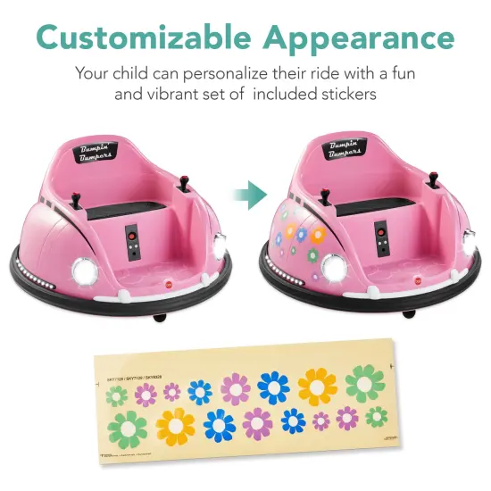 Best Choice Products 6V Kids Ride On Bumper Car Toy w/ Remote Control, Harness, Lights, 360 Degree Spin Pink {2}