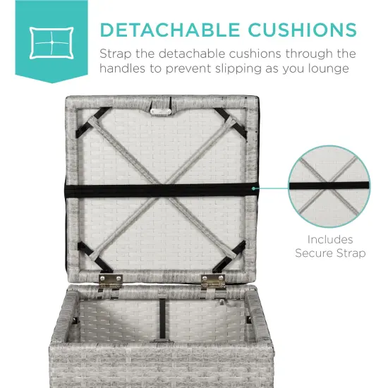 Best Choice Products Set of 2 Wicker Ottomans, Multipurpose Furniture w/ Removable Cushions, Steel Frame Gray/Black {4}