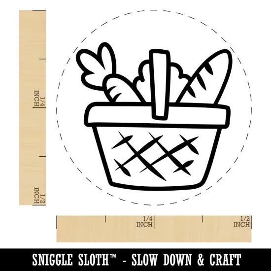 Grocery Basket Bread Carrot Self-Inking Rubber Stamp for Stamping Crafting Planners Purple {1}