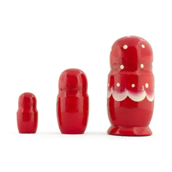 Set of 3 Anemone Flowers Wooden Nesting Dolls 3.5 Inches {3}