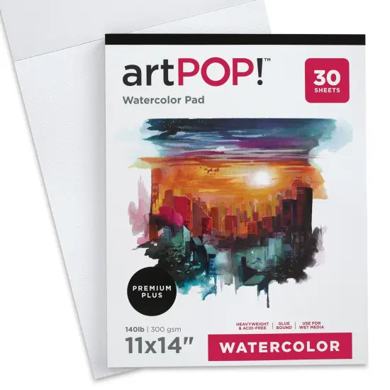 artPOP! Watercolor Paper Pads, 2-Pack, 9" x 12", 30 Sheets Each, 140 lb (300 gsm), Cold Press, Acid Free Heavyweight Tape Bound Pad for Wet Media, Watercolor Paint and Gouache {3}