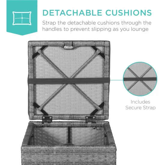 Best Choice Products Set of 2 Wicker Ottomans, Multipurpose Furniture w/ Removable Cushions, Steel Frame Gray/Gray {4}