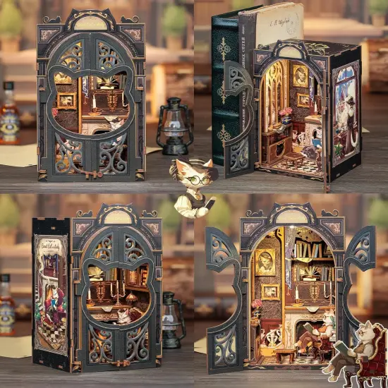 Book Nook Wizardi Miniature - Count Cat's Study Roombox Kit {2}