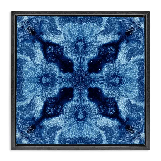 Stupell Industries Blue Mosaic Motif Framed Floater Canvas Wall Art Design by El Perkin {1}