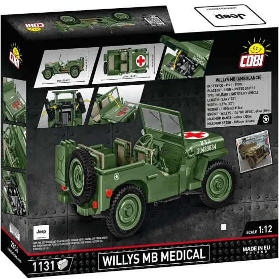 COBI Historical Collection WWII JEEP Willys MB, Medical 1:12 Scale Vehicle {5}