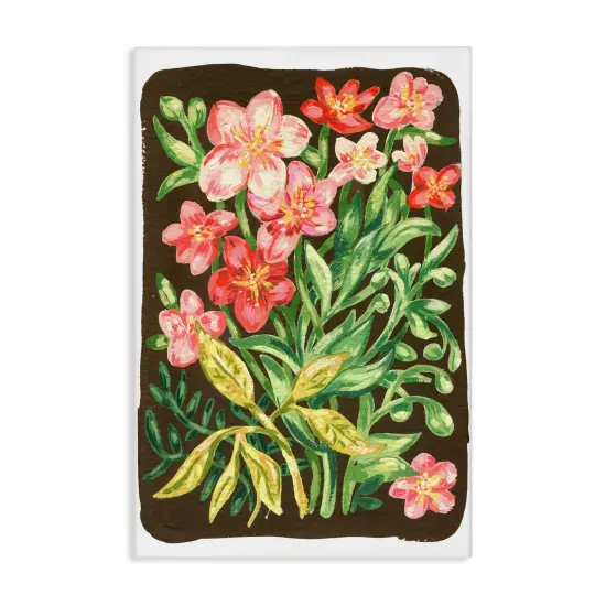 Stupell Industries Garden Flowers on Brown Canvas Design by Hannah Moren {1}