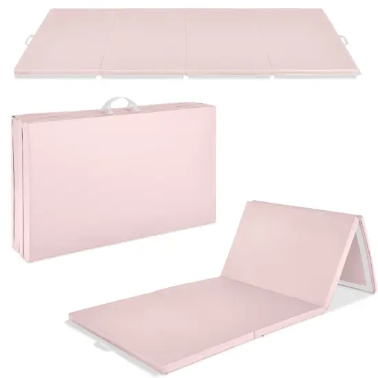 Best Choice Products 10ftx4ftx2in Folding Gymnastics Mat 4-Panel Exercise Workout Floor Mats w/ Handles Smoky Quartz {1}