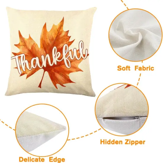 4 Pack Fall Pillow Covers Decoration 18x18in {3}