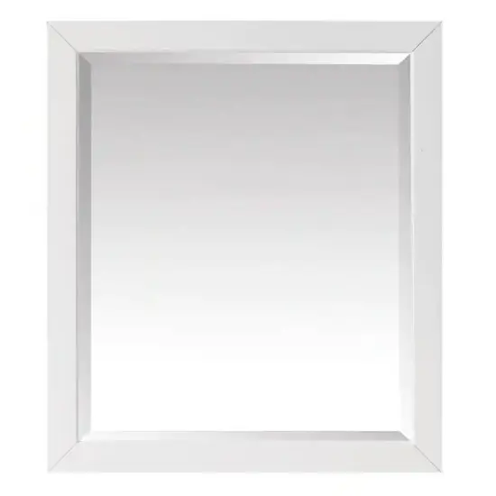 Solid Wood Frame 28x32 in. Rectangular Wall Bathroom Mirror White {2}