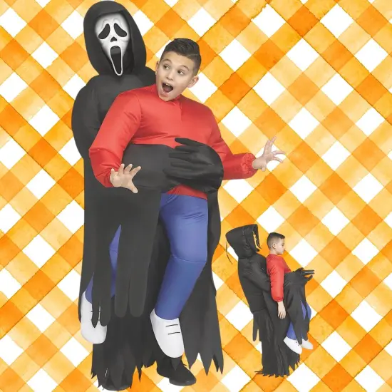 Kids Inflatable Piggyback Ghost Costume with Fan {2}