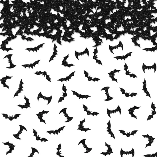 100pcs Black Glitter Bat Shape Confetti {1}
