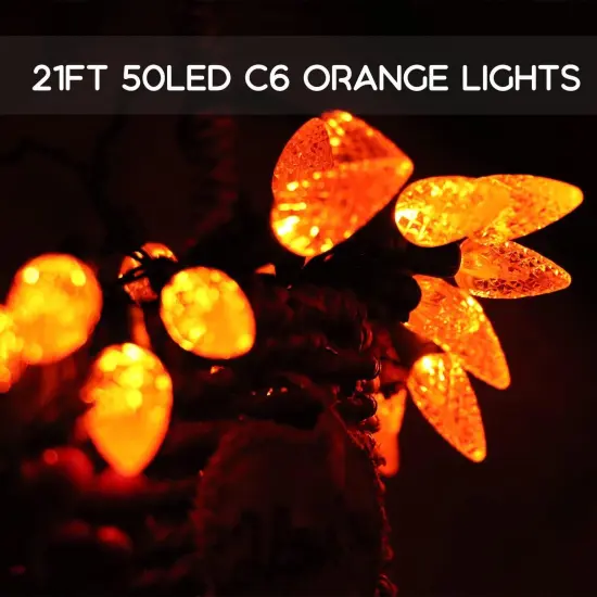 21Ft 50LED C6 Orange Lights for Halloween {3}