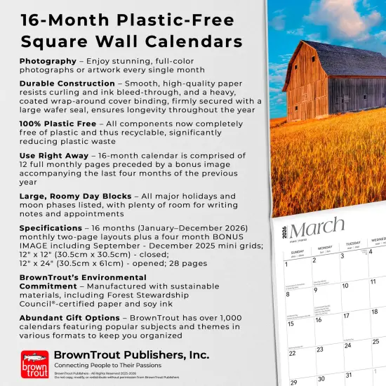 The Gem State | Idaho Places | 2026 12 x 24 Inch (Hanging) Monthly Square Wall Calendar | Plastic-Free {6}