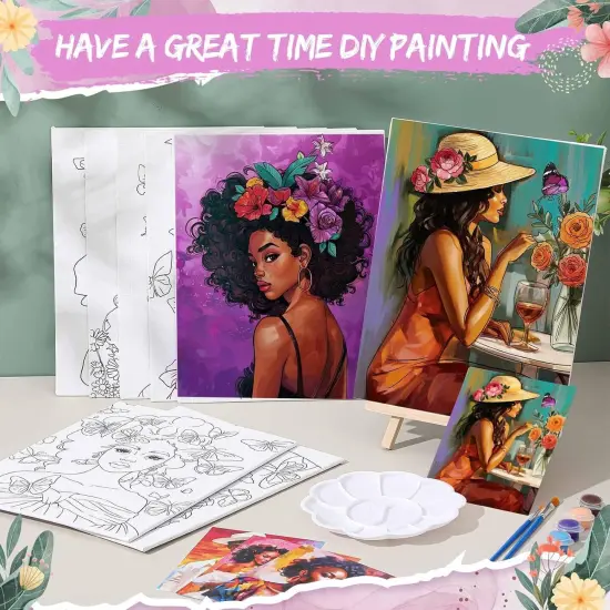 72 Pieces Pre Drawn Canvas Kit, Paint and Sip Kit for Adults {4}