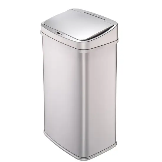 13-Gallon Motion Sensor Trash Can Stainless Steel Kitchen Waste Bin with Odor Seal and Liner Grey {6}