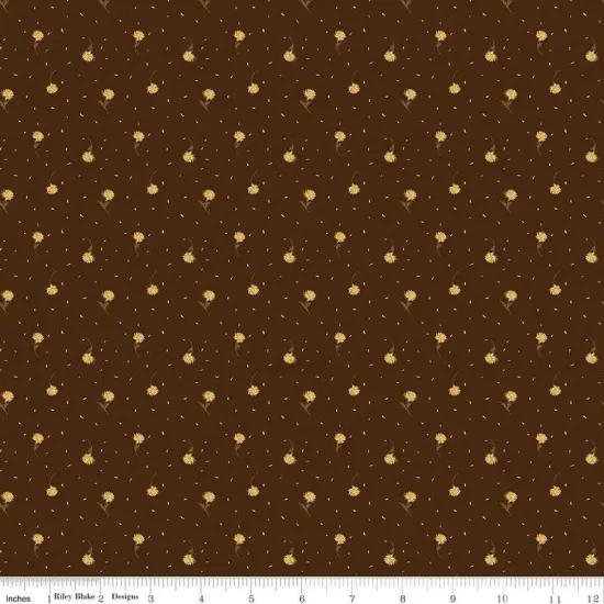 The Awe of Autumn Flower Toss Brown 43"/44" Fabric Per Yard {1}