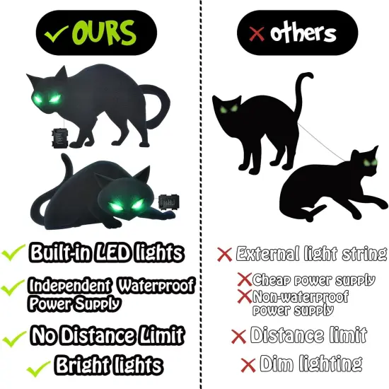 4 PCS Halloween Decorations Outdoor Scary Black Cat with LED Lights Glow Eyes {5}