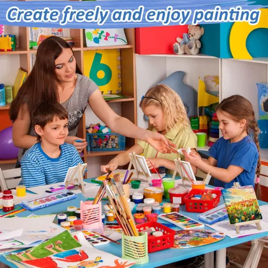 4 x 4 Inch Canvases Easels Washable Watercolor Kids Paint {4}