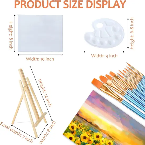 58 Pcs Canvas Painting Supplies Kit with Easels for Adults&Kids {4}
